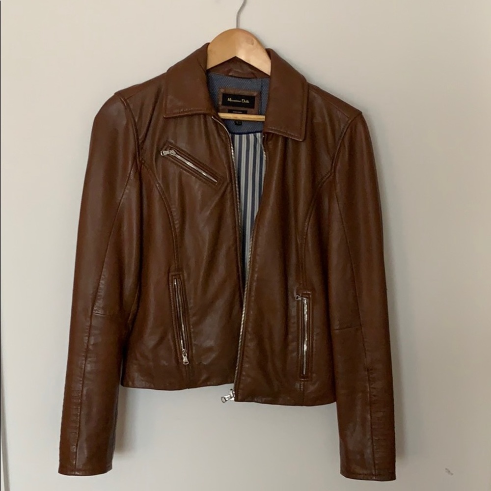 Massimo Dutti Brown Leather Jacket